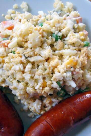 Potato salad with sausages