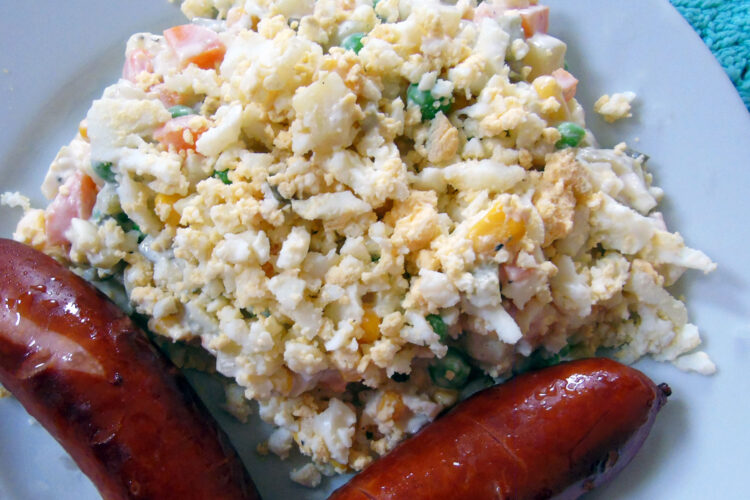 Potato salad with sausages