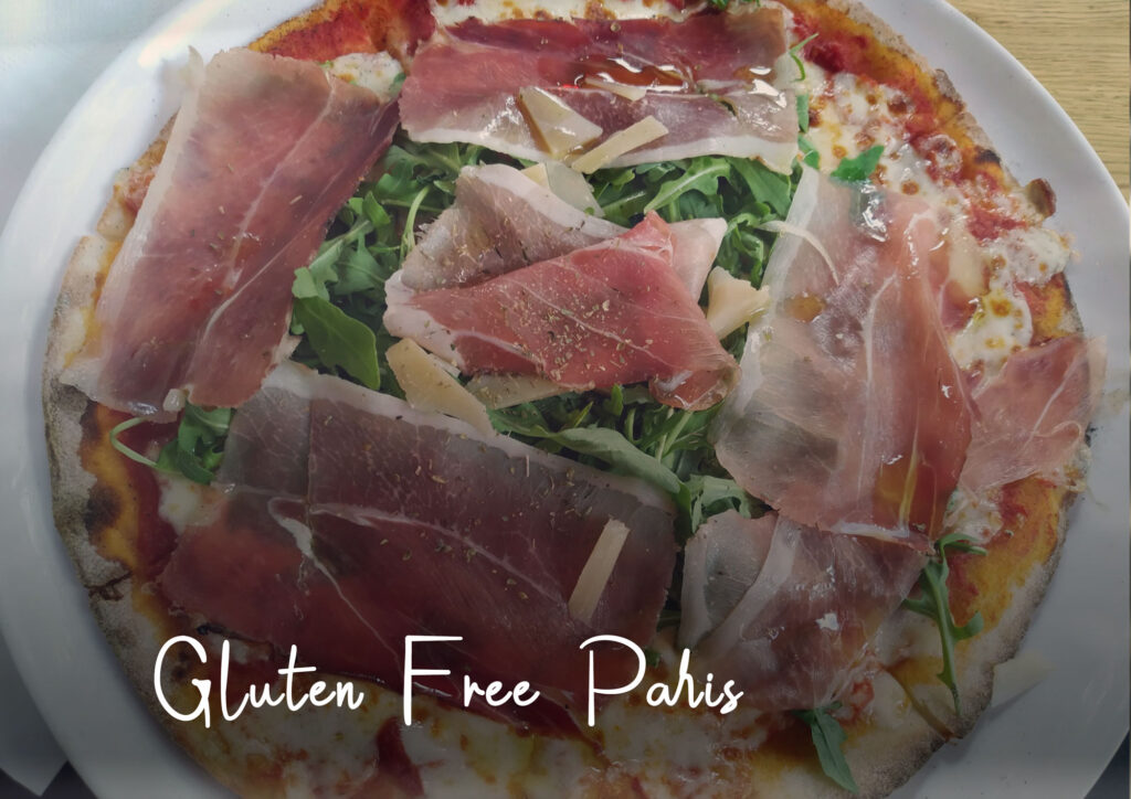 Pizza with text Gluten Free Paris