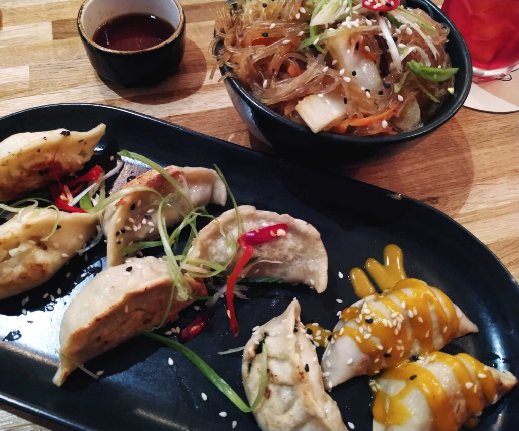 Selection of dumplings and rice noodles